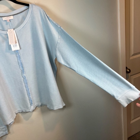 New Directions Studio Women's Raw Seam Loop Pullover Light Blue Textured Size XL - Picture 2 of 11